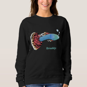 Cute fancy guppy tropical fish cartoon sweatshirt