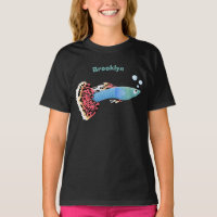 Cute fancy guppy tropical fish cartoon  T-Shirt