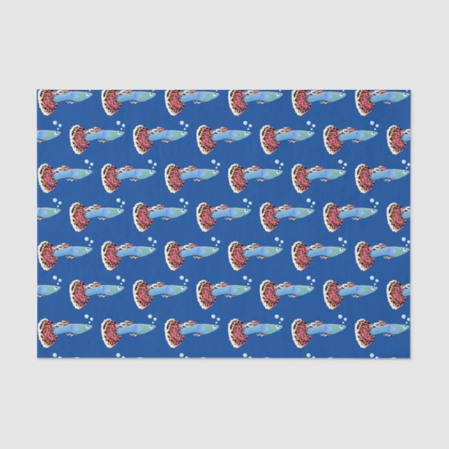 Cute fancy guppy tropical fish cartoon  tissue paper (Front)