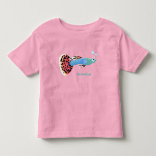 Cute fancy guppy tropical fish cartoon toddler t-shirt