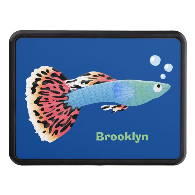 Cute fancy guppy tropical fish cartoon trailer hitch cover (Front)