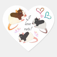Cute Fancy Rats & Rainbow Hearts - I Love Rats! 