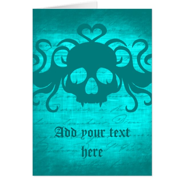 Cute fanged vampire skull aqua teal version (Front)