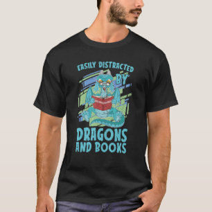 Cute Fantasy Animal Bookworm Librarian Book Dragon T-Shirt