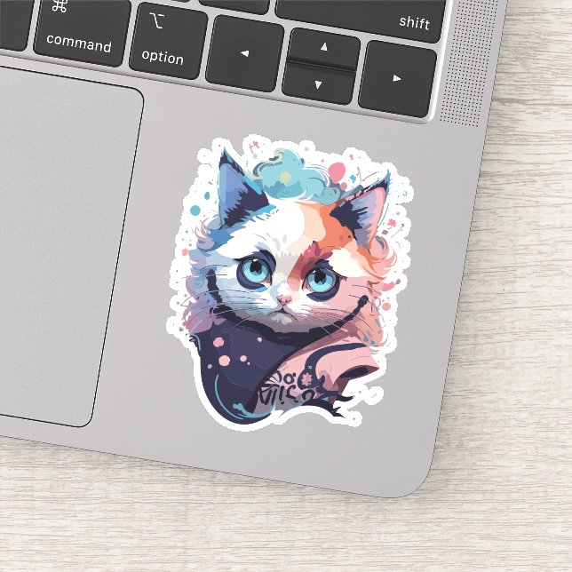 Cute Fantasy Colour Splash Cat Design (Detail)