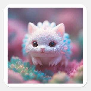 Cute Fantasy Creature Mug - Kawaii Magical Pet Mug Square Sticker