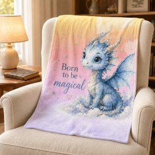 Cute Fantasy Dragon   Born to Be Magical Fleece Blanket