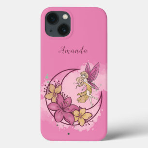 Cute Fantasy Fairy on the Moon, Custom Name iPhone 13 Case