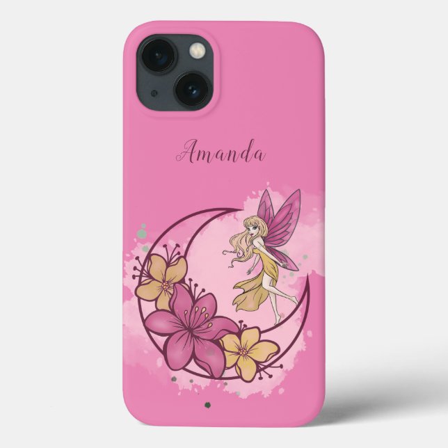 Cute Fantasy Fairy on the Moon, Custom Name  Case-Mate iPhone Case (Back)