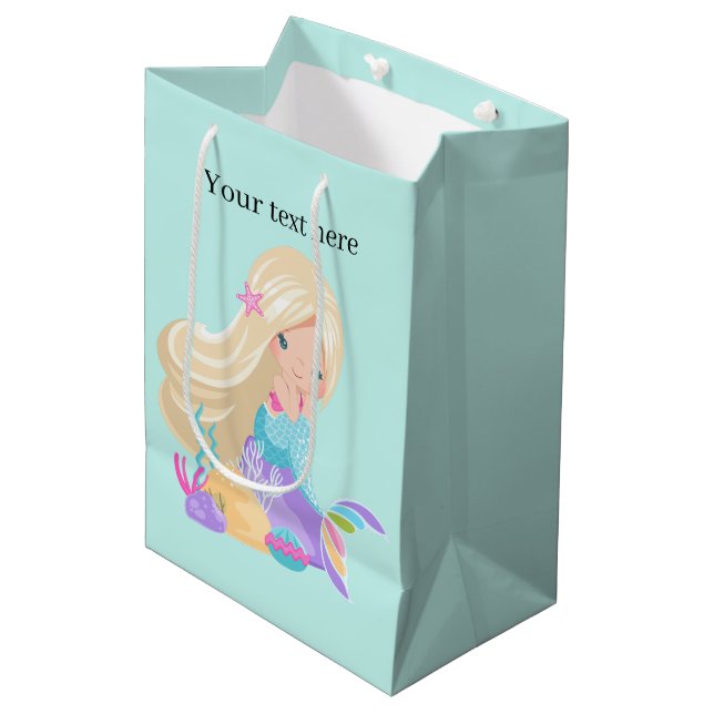 Cute fantasy mermaid customizable  medium gift bag (Front Angled)