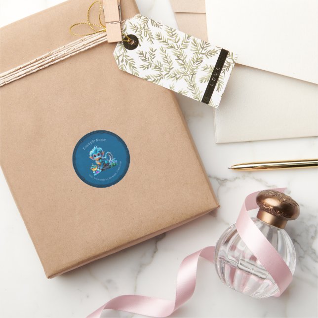 Cute fantasy monkey classic round sticker (Gifting)