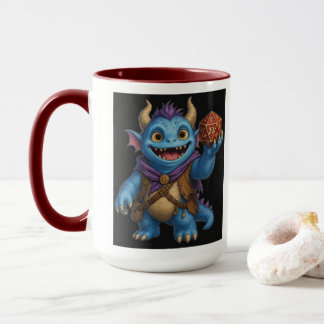 Cute Fantasy Monster Holding D20 Dice T-Shirt Mug