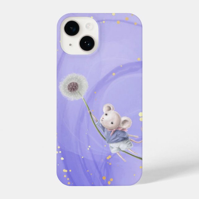 Cute Fantasy Mouse Dandelion Fluff Animal Art iPhone Case (Back)