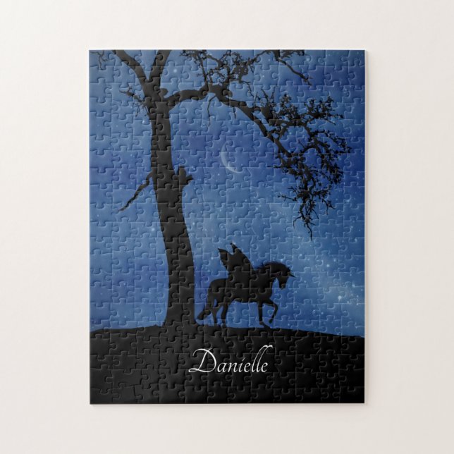 Cute Fantasy Pegasus Unicorn Custom Name Jigsaw Puzzle (Vertical)