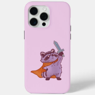 Cute Fantasy Raccoon Warrior with Sword and Cape iPhone 15 Pro Max Case