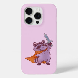 Cute Fantasy Raccoon Warrior with Sword and Cape iPhone 15 Pro Case
