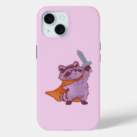 Cute Fantasy Raccoon Warrior with Sword and Cape