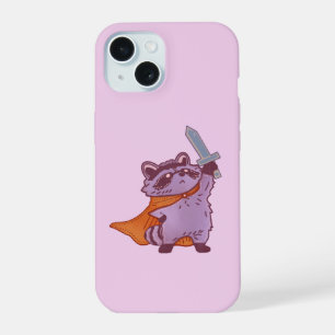 Cute Fantasy Raccoon Warrior with Sword and Cape iPhone 15 Case