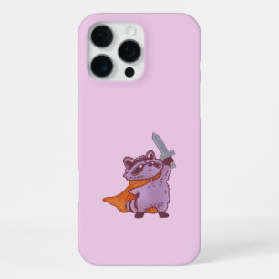 Cute Fantasy Raccoon Warrior with Sword and Cape iPhone 16 Pro Max Case