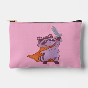 Cute Fantasy Raccoon Warrior with Sword & Cape Accessory Pouch