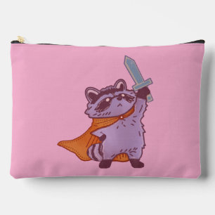 Cute Fantasy Raccoon Warrior with Sword & Cape Accessory Pouch