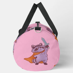 Cute Fantasy Raccoon Warrior with Sword & Cape Duffle Bag
