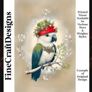 Cute Fantasy Steampunk Parrot Hat J6R Decoupage Tissue Paper