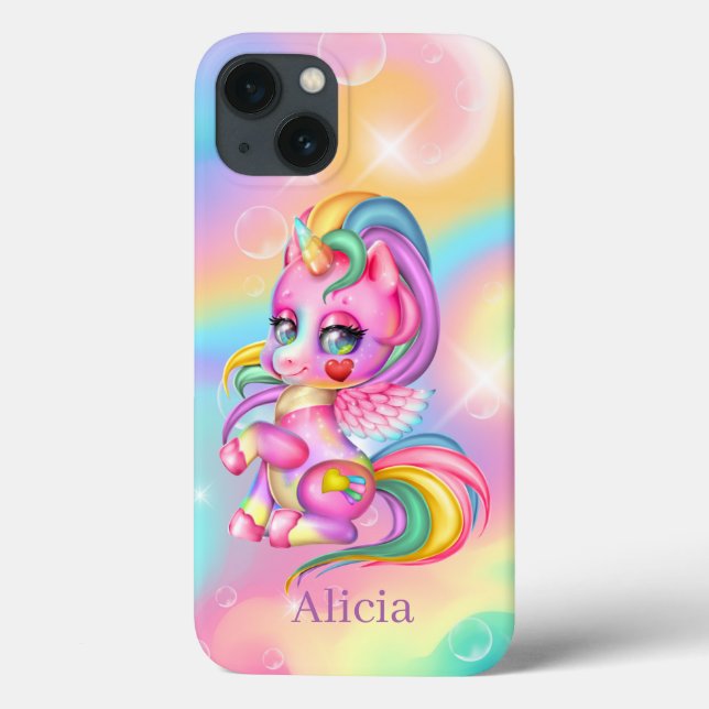 cute fantasy unicorn add name Case-Mate iPhone case (Back)
