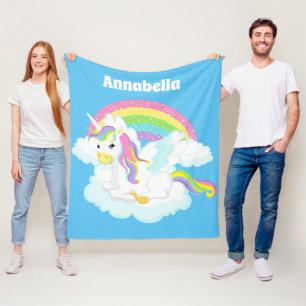 Cute Fantasy unicorn add name Fleece Blanket
