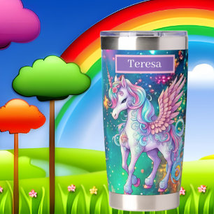 Cute fantasy unicorn add name  insulated tumbler