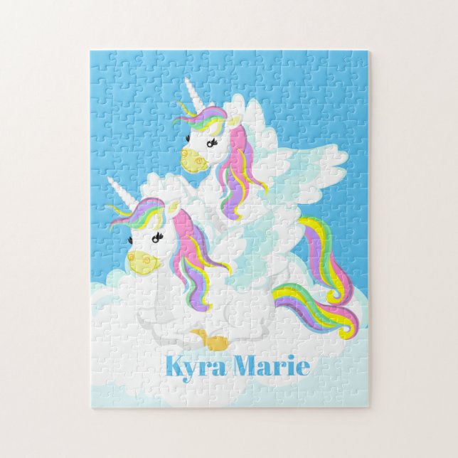 Cute Fantasy unicorn add name Jigsaw Puzzle (Vertical)