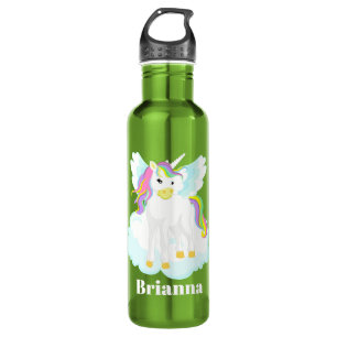 Cute Fantasy unicorn add name water bottle