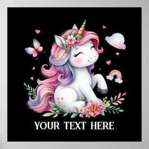 Cute Fantasy unicorn lovers add text Poster