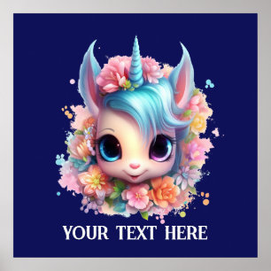 Cute Fantasy unicorn lovers add text  Poster