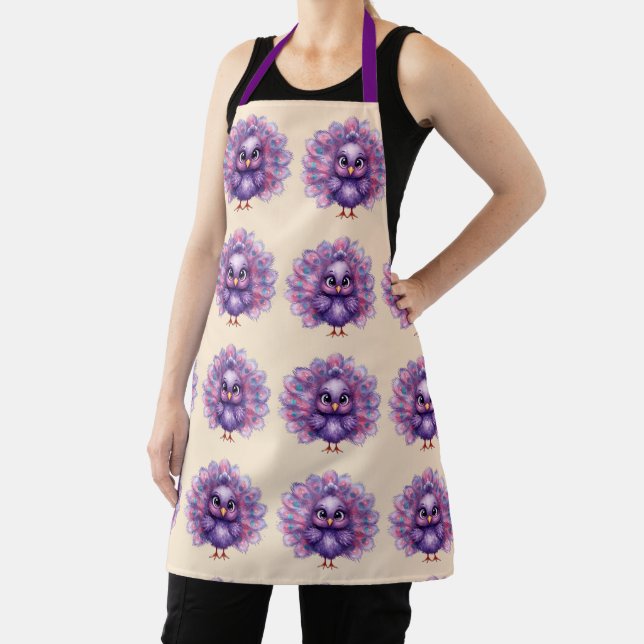Cute Fantasy whimsical Lilac Peacock  Apron (Insitu)