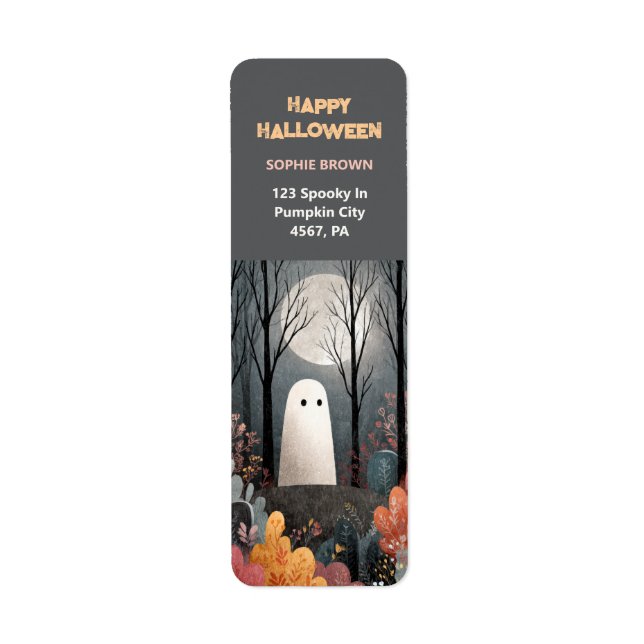 Cute Fantôme Aquarelle Art Halloween Adresse de re (Devant)