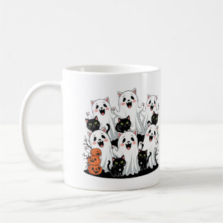 Cute Fantôme de chat et Mug d'Halloween Citrouille