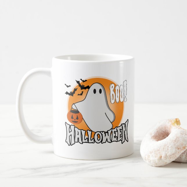 Cute Fantôme Halloween Bog Mug (Avec donut)