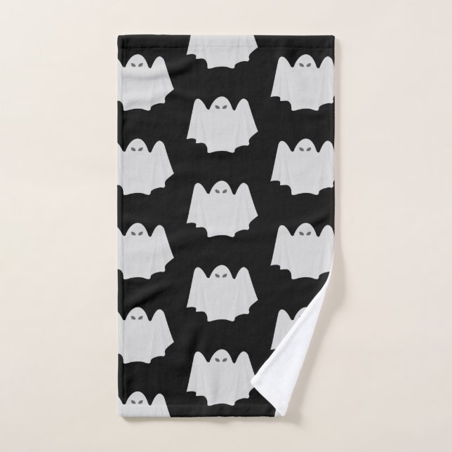 Cute Fantôme Halloween Motif noir et blanc (Serviette à main)