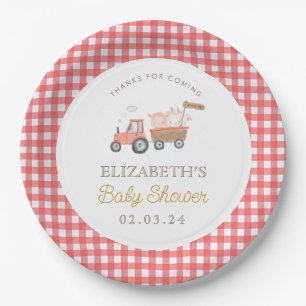 Cute Farm Animal Barnyard Baby Shower Paper Plate
