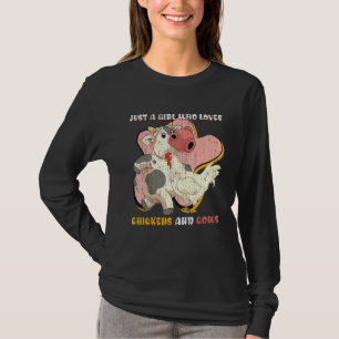 Cute Farm Animal Cow Farmer Girls Women Chicken T-Shirt