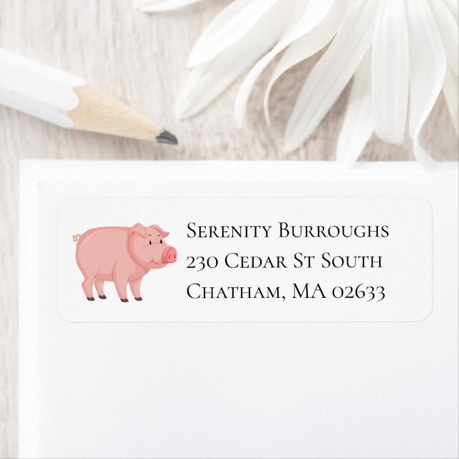 Cute Farm Animal Farmer Country Cartoon Pink Pig (Insitu)