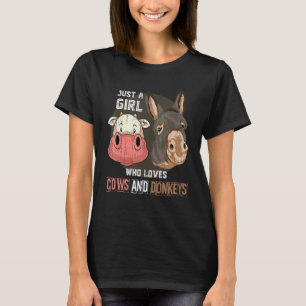 Cute Farm Animal Farmer Girls Women Donkey Cow T-Shirt