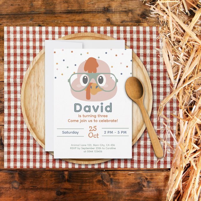 Cute Farm Animal Invitation | Farm Birthday Invite (Farm Animals Birthday Invitation Chicken)