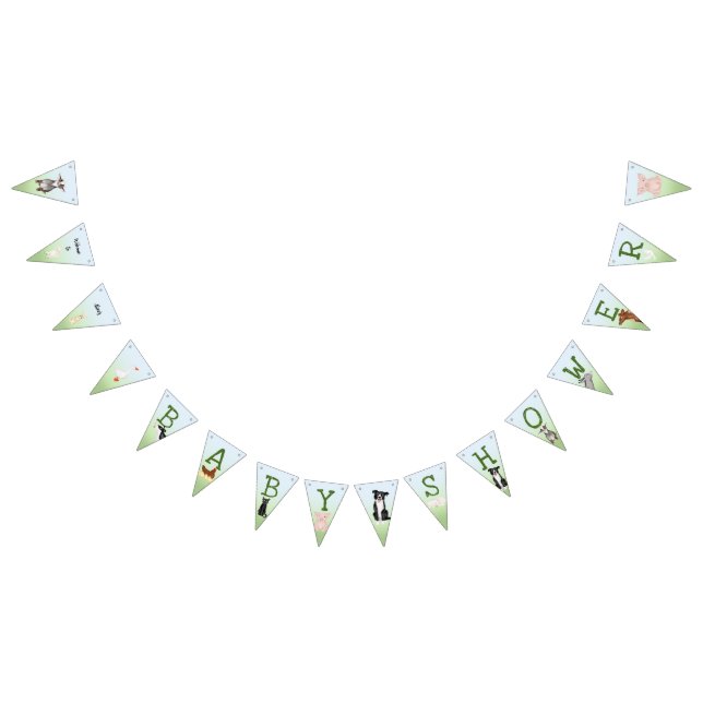 Cute farm animals baby shower bunting  bunting flags (All)