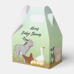 Cute farm animals baby shower gable favor box