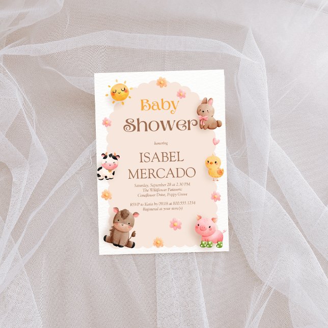 Cute Farm Animals Baby Shower  Invitation (Creator Uploaded)