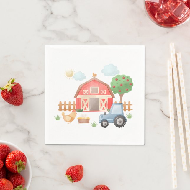 Cute Farm Animals Barnyard Birthday  Napkin (Insitu)