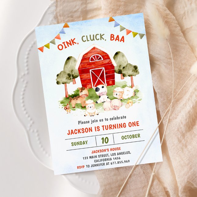 Cute Farm Animals Barnyard Birthday Party Invitation (Creator Uploaded)