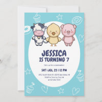 Cute Farm Animals Barnyard Party Kids Birthday